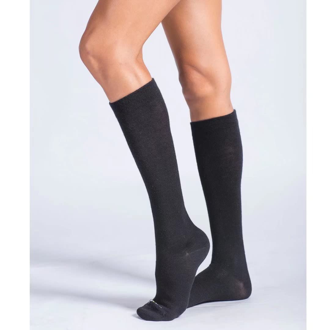 ja vie JAVIE Lightweight Merino Wool Comfy Compression Socks Graduated 15-20mmHg Knee High Stockings for Women & Men Running