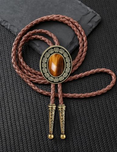 Image of HUABOLA CALYN Bolo tie, Handmade Round Shape Western Cowboy Bola Tie
