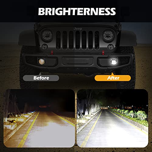 Image of 4Inch LED Fog Lights for 2007-2018 Jeep Wrangler JK JKU 2018-2024 JLU Front Bumper White Round Fog Light, 30W LED Off Road Lights for Driving, 4 inch Fog Lamps, Accessories for Jeep Wrangler 2PCS
