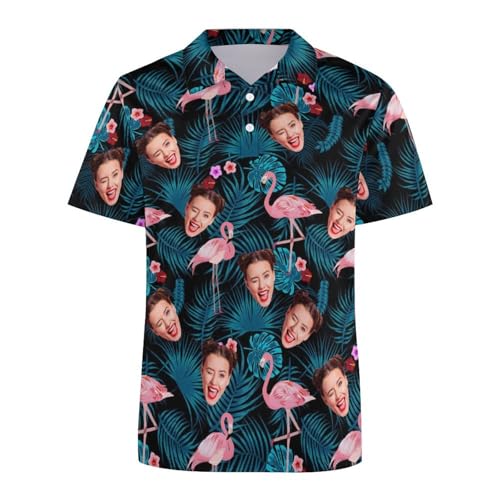 Personalized Face Funny Golf Polo Shirts for Men, Custom Men's USA Flag Print Golf Shirts Short Dry Fit Sleeve Polo4