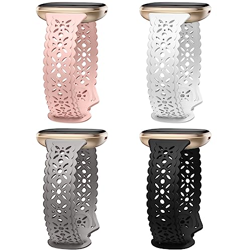 Charlam 4 Pack Lace Silicone Straps Compatible with Fitbit Versa 3/ Versa 4 Straps/Fitbit Sense/Sense 2 Strap