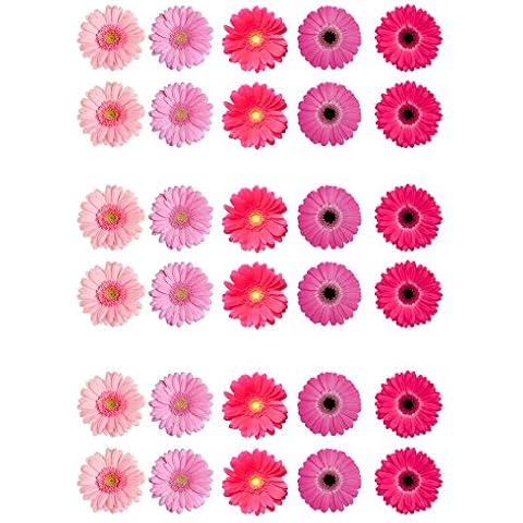 30 rosa Gerbera Blume essbare Wafer Papier Kuchen Topper Dekorationen Cover