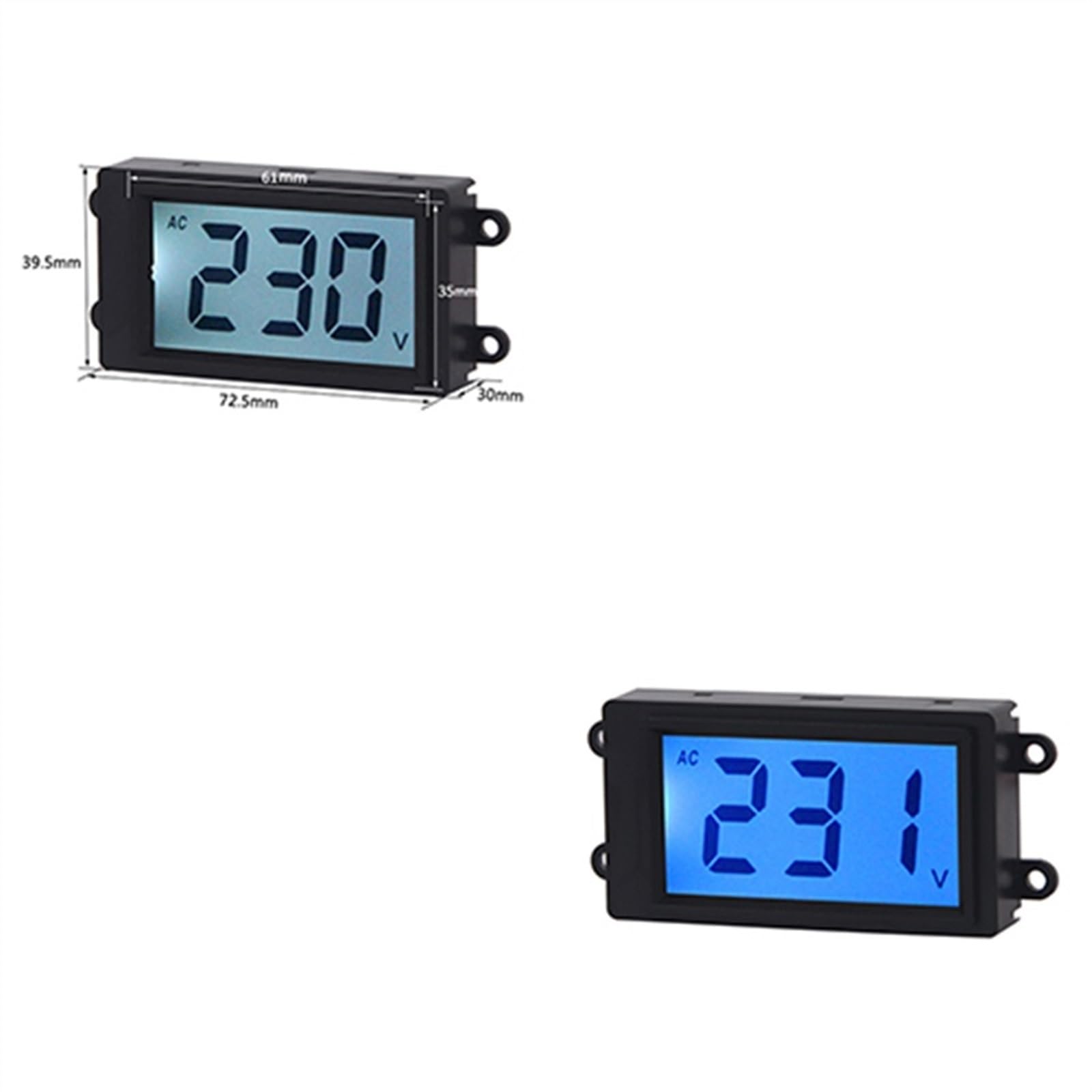 Voltímetro Digital de CA, 2 cables, 80-380V, pantalla LCD, Monitor de voltaje, voltímetro, Panel de calibre de probador de voltaje eléctrico Industrial(Blue)