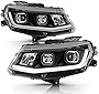 ACANII - For [Halogen Model] 2016 2017 2018 Chevy Camaro LED Tube w/Dual Projector Headlights Headlamps Assembly Pair
