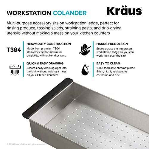 Kraus Stainless Steel 16.75 in Workstation Kitchen Sink Colander CS-6 - image 6