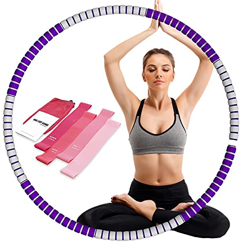 Pruk Weighted Fitness Hoop, Upgraded Stainless Steel Core Tube Excercise Hoop, Detachable 8 Sections Adjustable Weight Professional Fitness Hoop Workout