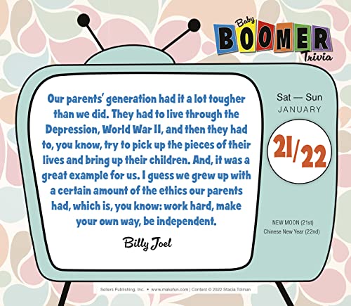 Baby Boomer Trivia 2023 Daily Calendar (BOXEDDAILY 365 DAY COMBINED), 15.2W x 12.7H cm - Image 4
