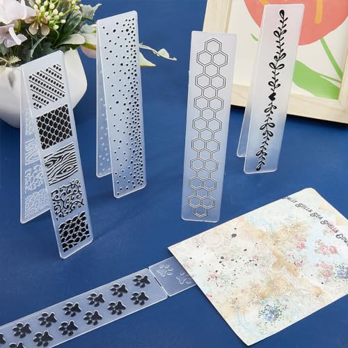 CRASPIRE 5 Style Paw Print Leaf Honeycomb Embossing Folder Flowers Scale Spot Plastic Background Vintage Template Stencils for Card Making Tool DIY Handmade Scrapbooking Paper Craft Album Stamps - Image 4