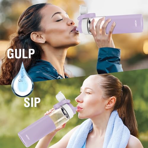 Image of MILTON Navi 800 2-in-1 Lid Sip or Gulp Water Bottle 800 ml | Sturdy Handle I BPA Free| Food-Grade | One-Touch Open | Leak-Proof | Ideal for Office, School, College, Gym, Violet