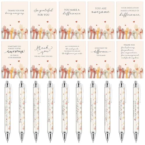 Carnets de notes inspirants et stylos à bille assortis en lot de 20 avec pochette