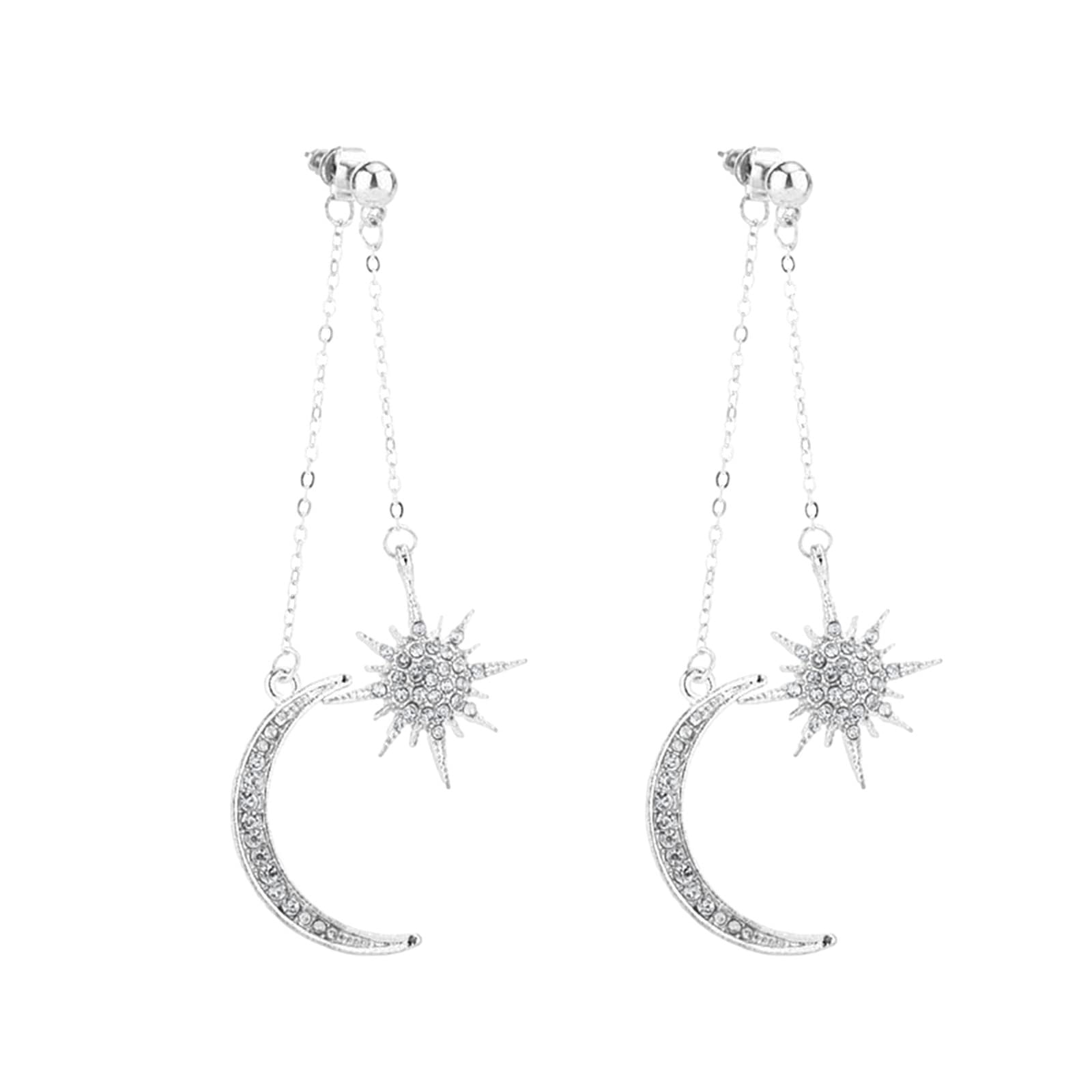 Boho Sun Moon Sun Moon Style Earrings Retro Stone Earrings Moon Asymmetric Girls Birthday Gifts for Uk