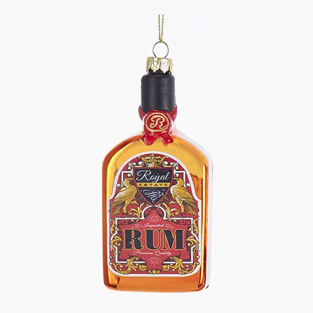 Kurt Adler Bottle of Rum Glass Ornament, 5"