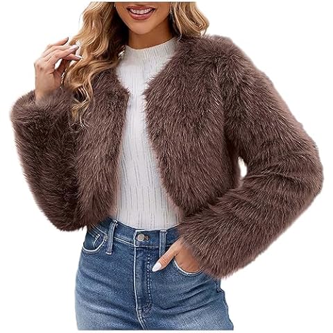 AMhomely Women's Plus Size Faux Fur Jacket Cover