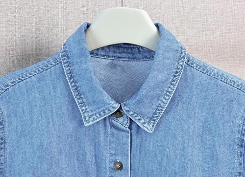 yoeasy Women's Summer Short Sleeve Denim Shirt Dress Casual Button Down Loose Fit Midi Long Jean Dress3