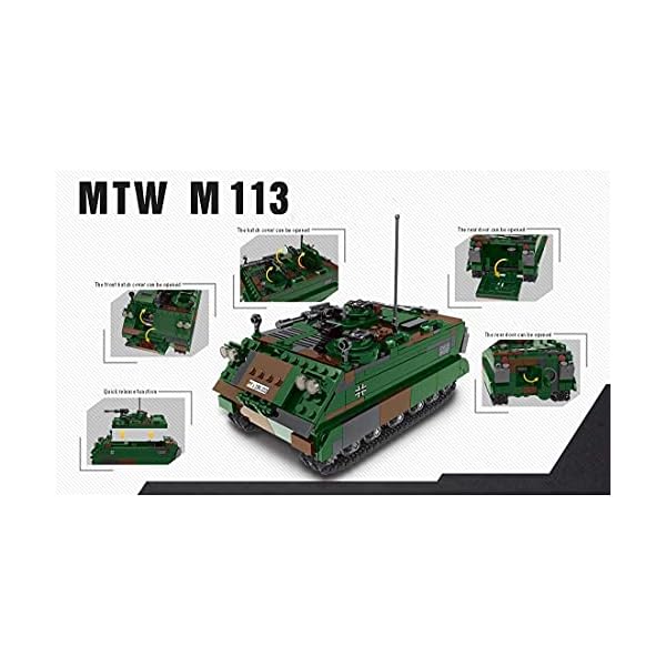 ZXKYZR8 Technics Panzer Modellbausatz, 735-teilig M113 Panzerträger WW2 Militärpanzer Bausteine, Bausatz Kompatibel mit… – Bild 4