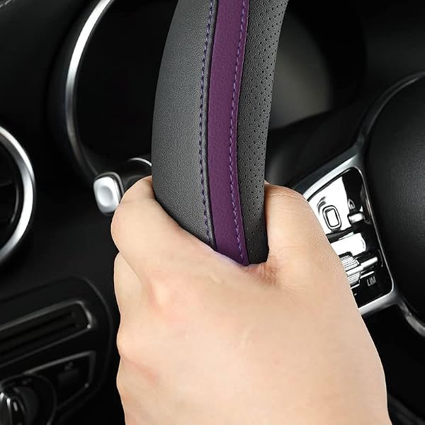 Szttswamp Car Steering Wheel Cover, Microfiber Leather Purple 14.5-15 Inch by szttswamp - Used condition - Image 3