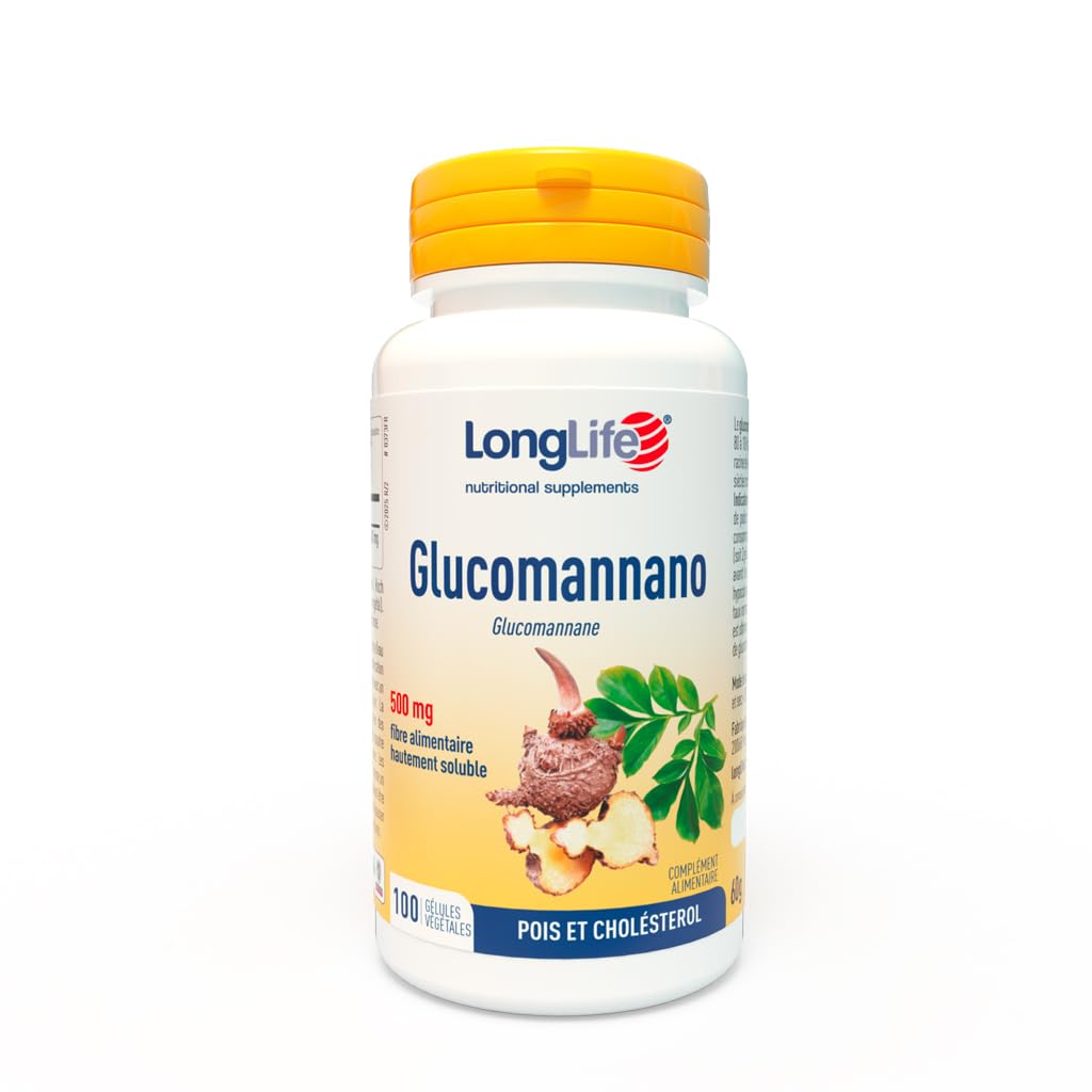 LongLife® Glucomannano | minimum 3000 mg par dose quotidienne | Contrôle du poids et satiété | Fibre alimentaire naturelle | 100 gélules végétales | Végan et sans gluten