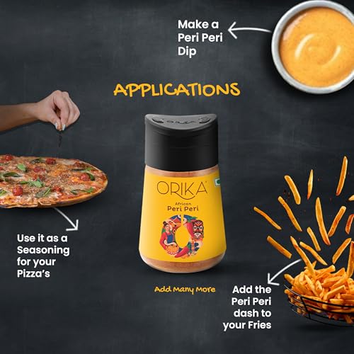 Image of Orika African Peri Peri Masala Powder Sprinkler 75g | Spicy & Flavorful Piri Piri All Pupose Seasoning | Perfect for Grilling, Cooking and Sprinkling | No Artificial Flavours or Colours