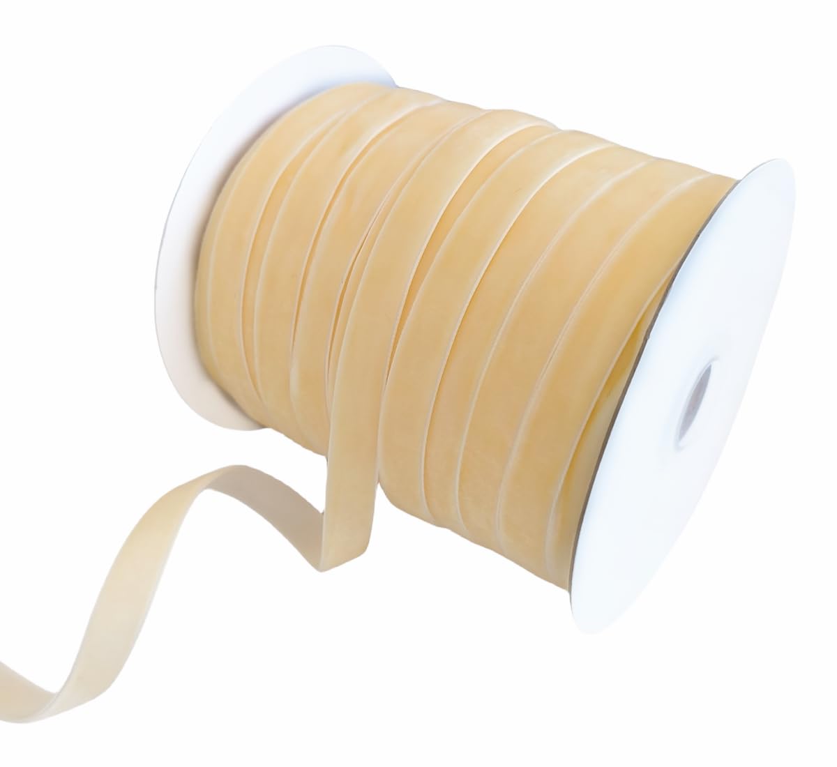 Abbaoww 50 Yards Beige Velvet Ribbon 3/8 Inch for Gift Wrapping Wedding Decoration DIY Project (Beige)