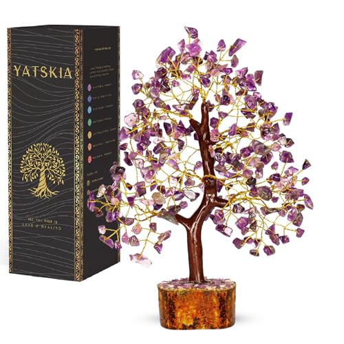 Árbol de cristal de amatista, bonsái de equilibrio, regalo de cristal para mujeres, para energía positiva y buena suerte, decoración del hogar, árbol de la vida, piedras curativas de los siete chakras