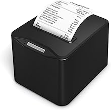 Bisofice POS-8370 Stampante Termica Scontrini 80 mm, Stampante per registratore di cassa con ESC/POS, Supporta il taglio automatico, Nero (220mm/s, Porta USB + Ethernet)