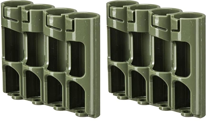 Storacell by Powerpax Slimline - Contenedor de almacenamiento de baterías AA - Capacidad para 4 baterías, verde militar (paquete de 2)