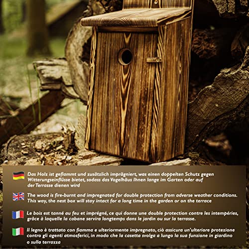 Alcohol Cage® Outdoor|Indoor - Holz Vogelhaus mit Platz für Flasche Schnaps 0.7 Liter und Glas Lustige Geschenke Männer für den Garten Zwitscherbox mit Minibar Geburtstag Vatertagsgeschenk, Braun