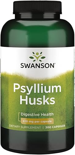Swanson Suplemento dietético de fibra de cáscara de psyllium 610 mg 300 cápsulas
