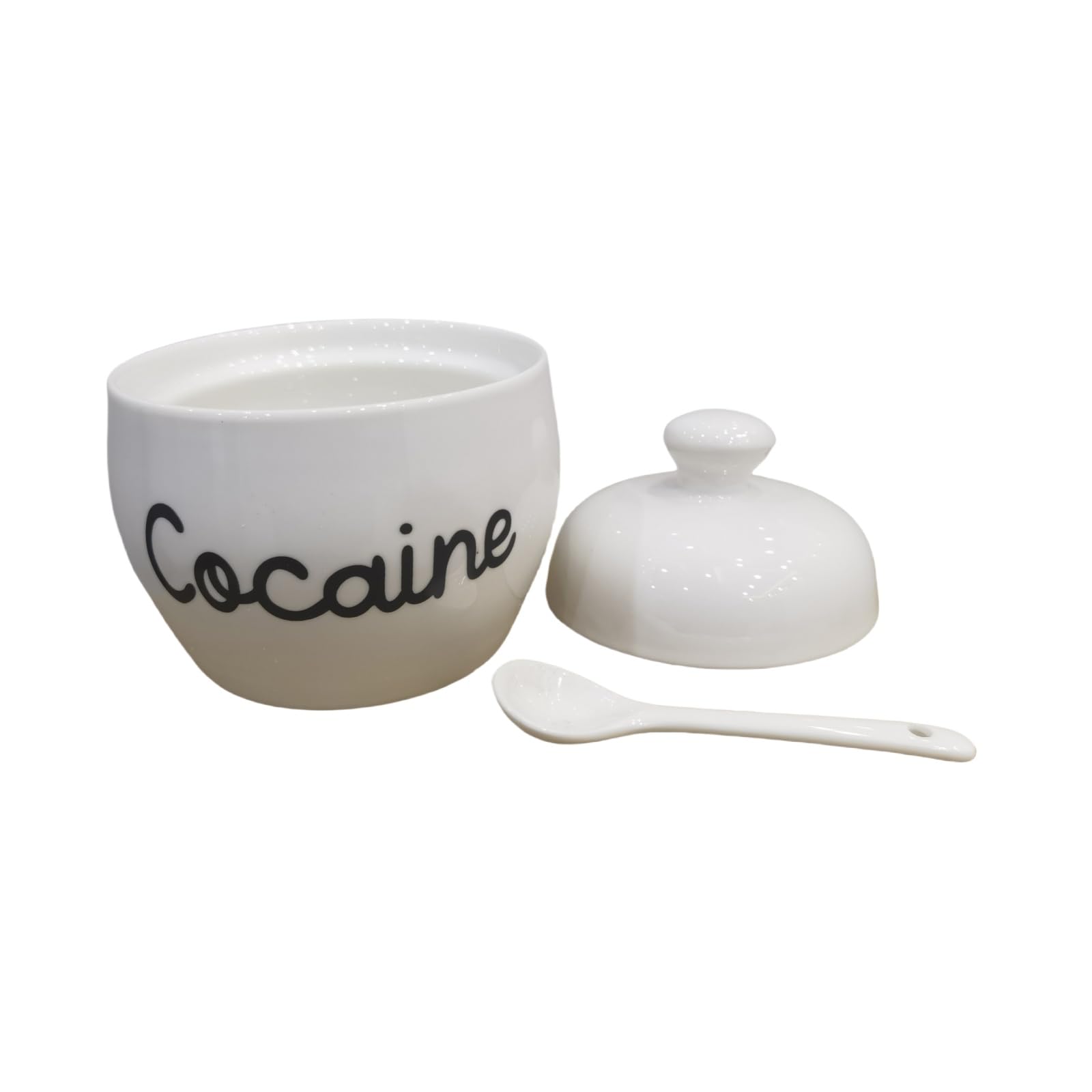 Cocaine Sugar Bowl - Ceramic Sugar Jar With Cocaine Design - Coffee And Sugar Canister With Lid