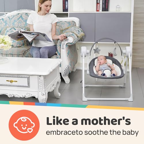 Baby Swing SpaceSaver Ultra-Compact Foldable Infant Swing (Fits in 5.3" Gaps!) 6 Speed Modes | Portable Newborn Swing for Travel/Car/Picnic (0-6M, 6-20lbs) - Image 4