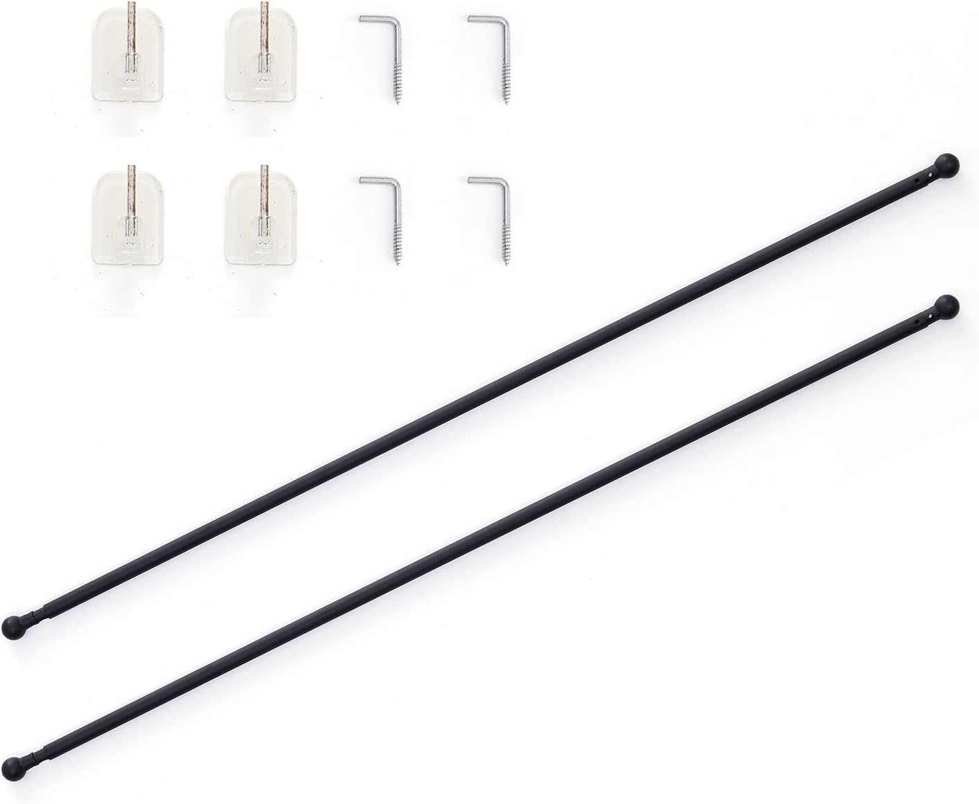 (Incomplete)French Door Curtain Window Rods Black Magnetic Rod No Drill Adjustable Cafe Rod Metal Rod for Door Front Door Patio Hard Ware Multi-Use Four Adhesive Hooks Tool for Tier Curtain 28 to 48 Inch Black 28 - 48 inch