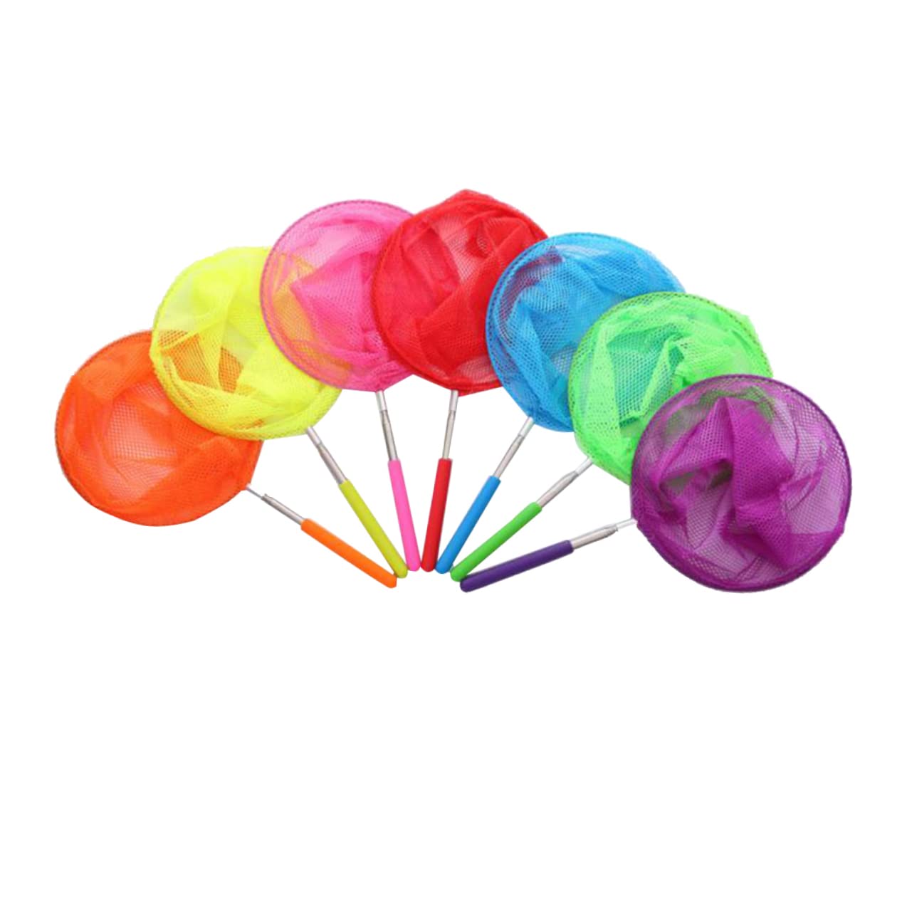 LIOOBO 6pcs Telescopic Insect Nets Extendable Outdoor Tools for Butterfly Catching Pink Yellow Purple Blue Each