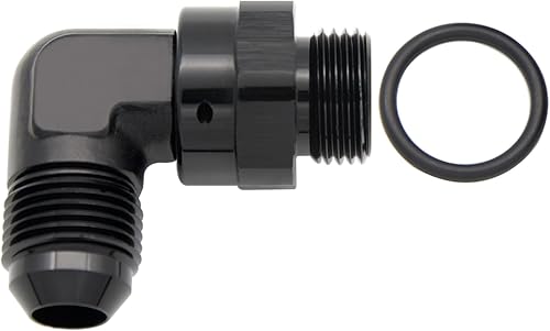 Miniatura 4 de Aluminio de 90 grados -8 AN macho Flare a 8AN macho adaptador giratorio con AN8 O ring ORB puerto, negro