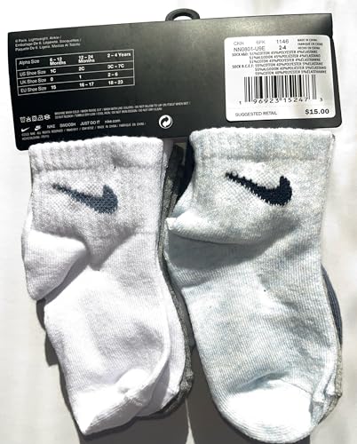 Nike 6 Pack Lightweight Ankle Socks, 22