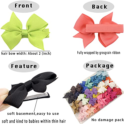 Céllot CELLOT-XY-24 Baby Hair Clips 50Pcs Tiny 2 Inch Baby Hair Bows Fully Covered Barrettes Clips thumb #1