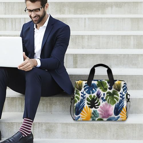 Bolso para portátil con estampado de hojas y múltiples bolsillos miniatura 3