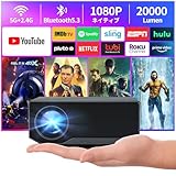 ZDK Bluetooth5.0搭載&5GWIFI 1080PフルHD高輝度小型 プロジェクター 家庭用 ミニ軽量 プロジェクター 天井 20000Lumens 4K対応 ホームシアター iOS/Android/TVStick/パソコン/タブレットなど接続可