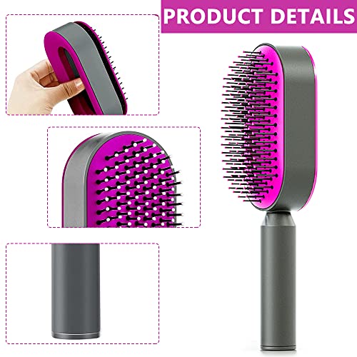 Image of MAYCREATE Self Cleaning Hair Brush for Women Men, 3D Airbag Cushion Hair Comb Massager Paddle Brush Hairdressing Detangling Anti Static Hairbrush