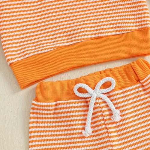 Toddler Striped Pumpkin Sweatpants Sets First Halloween Crew Neck Sweatshirts Joggers Pants Boy 4 Month Clothes4