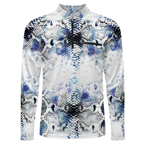Mens Long Sleeve Mesh Fishing Shirts Watercolor Tie Dye Snake Skin Rash Guard Fishing Tshirt Sun Protection Tee4