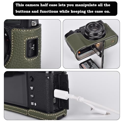 VOVMOEYA Camera Case for Fujifilm X100VI with Adjustable Shoulder Strap, FUJI PU Leather Camera Half Case, Stylish Protective Portable - Image 4