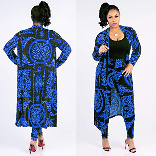 Image of Max2co Women 2 Piece Outfits Floral Long Sleeves Open Front Cardigan Cover up with Leggings High Waist Long Pants Set