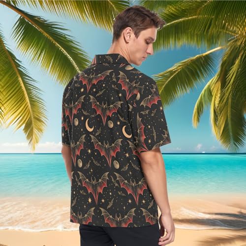 Men's Hawaiian Shirts Rainbow Striped Short Sleeve Beach Shirt3