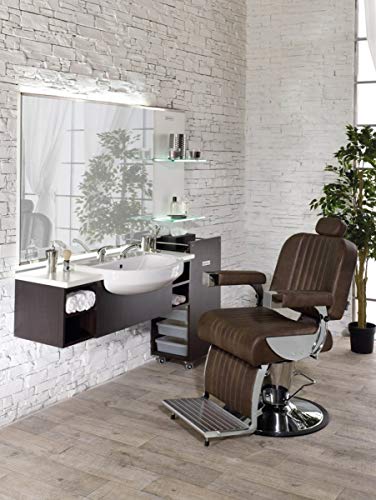 Salon Ambience Professioneller Barberstuhl Friseurstuhl mit Bodenplatte Vintage, schwarz