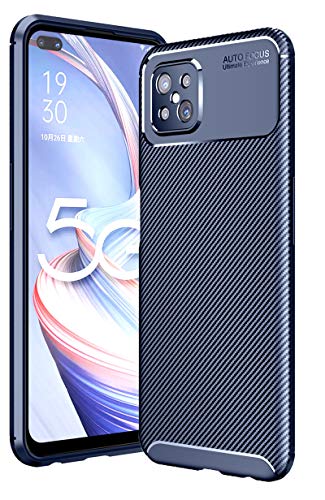 NOKOER Funda para OPPO Reno 4 Z 5G, Material de TPU es Ultra-Delgado Case, Anti Huella Digital Telefono Funda [Resistente al Desgaste] [Antideslizante] Cover - Azul Oscuro