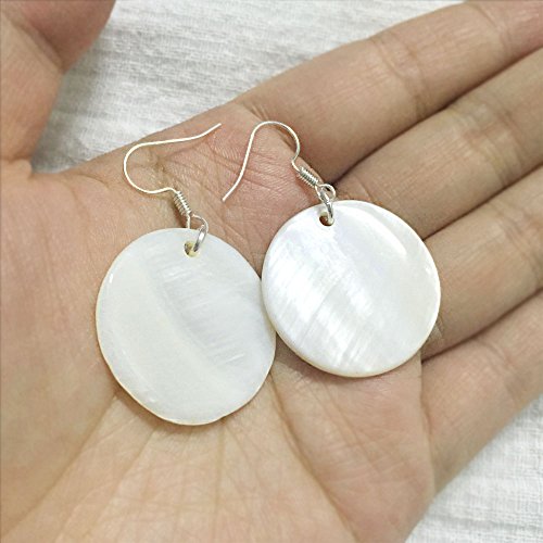 Natural White Sea Shell Silver Drop Dangle Earrings Women Gift Beach Jewelry3