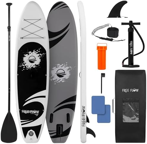 SereneLife Inflatable Stand Up Paddle Board (6 Inches Thick) with Premium SUP Accessories & Carry Bag | Wide Stance, Bottom Fin for Paddling, Surf Control, Non-Slip Deck | Youth & Adult Standing Boat
