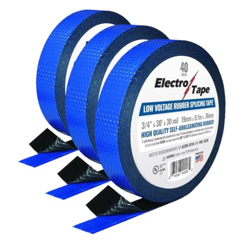 Image of Rubber Splicing Tape - 30 mil Low Voltage Self-Amalgamating - 3 /4 inch x 30ft Single Roll - Made in USA (Pack of 3)