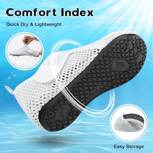 Women's Water Shoes Adult Beach Pool Swim Shoes Men White Barefoot Aqua Shoes Lightweight Yoga Shoes for Women Summer Shoes Sandals Rubber Size - Image 5