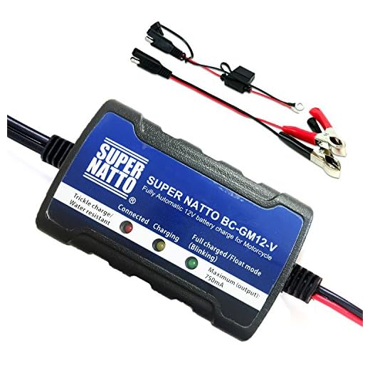 Supernatto 12V Smart Compact Battery Trickle Charger Maintainer for Motorcycle ATV